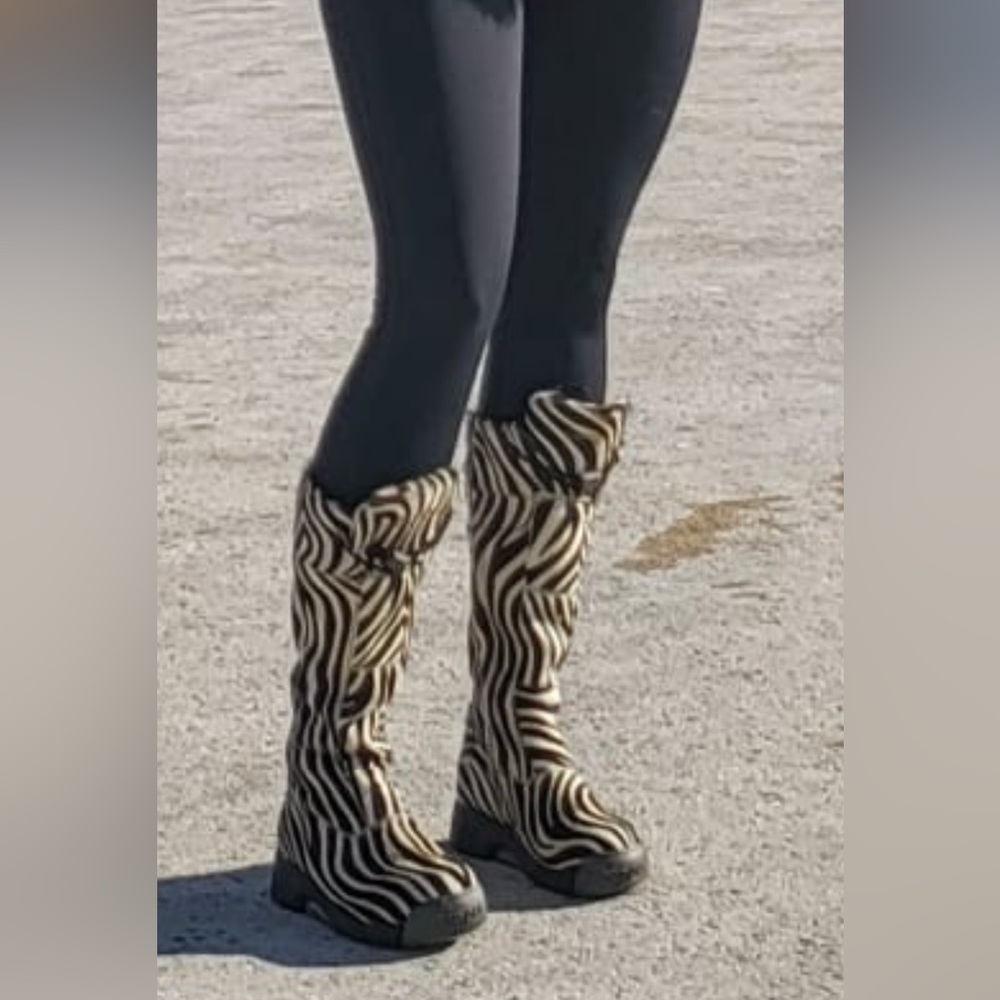 Bumper Zebra Print Winter Boots, Pony Hair fur